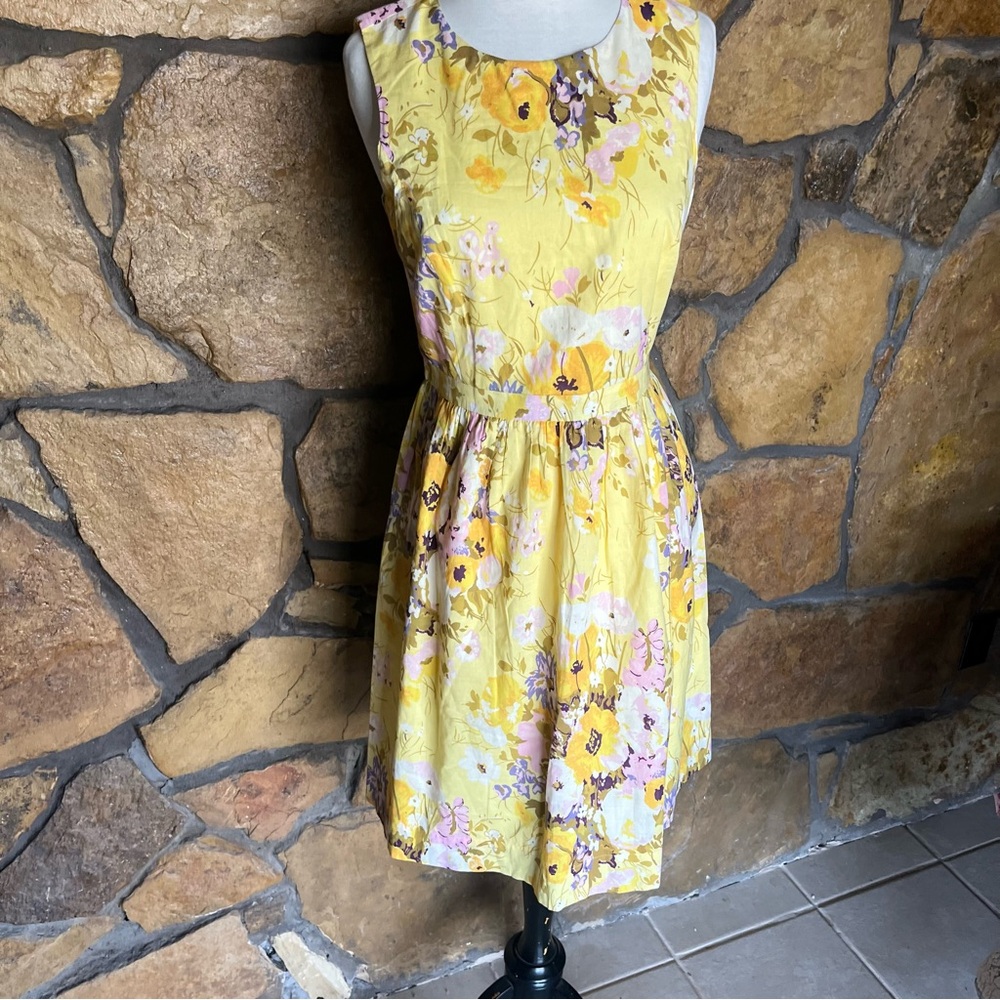 Brooks Brothers Classic Yellow Floral Dress Size 4